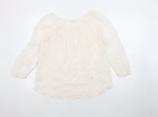 Womens UK Size 10 Repeat Ivory Viscose Blouse