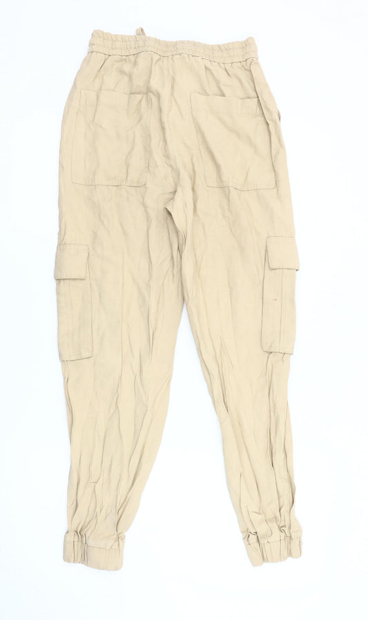 Zara Women's Beige Cargo Trousers XS - Casual Style