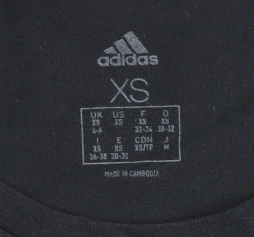 Adidas Women's Black XS Crew Neck Raglan Sleeve T-Shirt