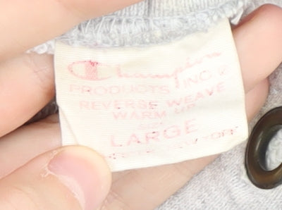 Champion Men’s Grey Large Pullover Hoodie with Logo