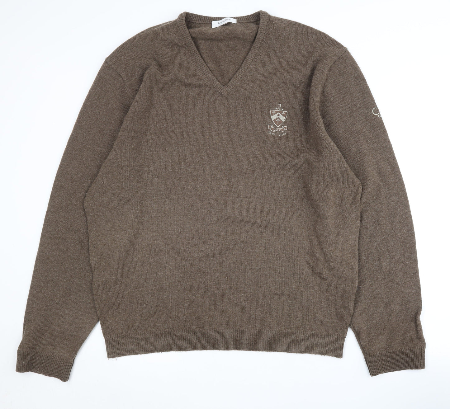 Calvin Klein Men's Brown XL V-Neck Pullover Jumper