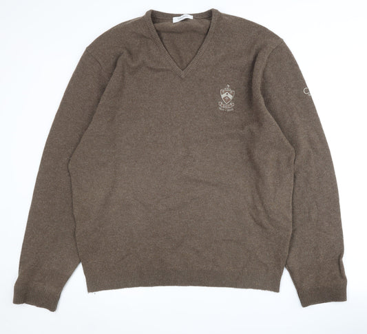 Calvin Klein Men's Brown XL V-Neck Pullover Jumper