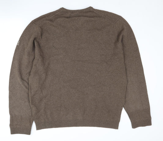 Calvin Klein Men's Brown XL V-Neck Pullover Jumper