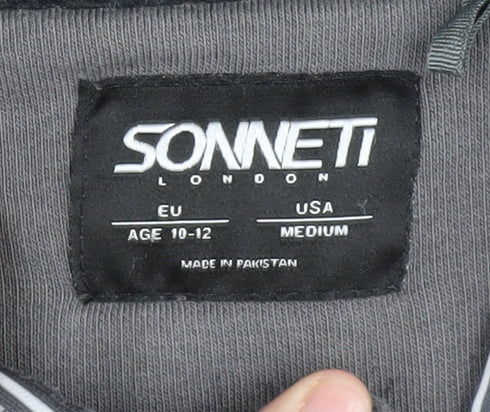 Brand and care label for Sonneti boys’ grey full zip hoodie m - casual & stylish