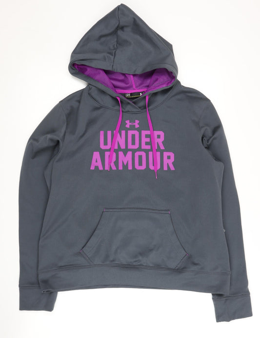 Under Armour Women's Grey Hoodie, L, Polyester, Hooded