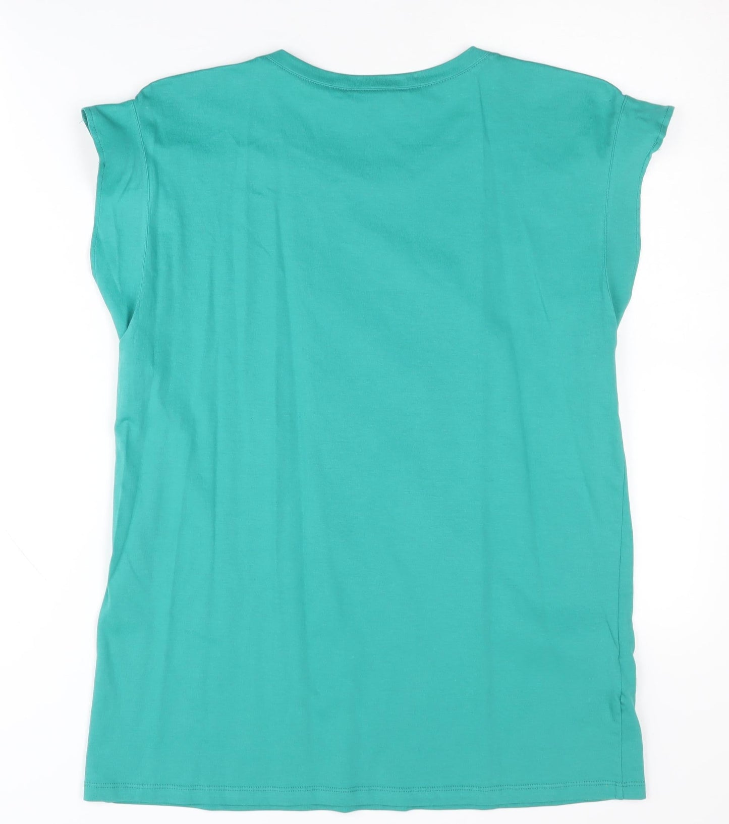 Massimo Dutti Women's Green Cotton T-Shirt - Size S