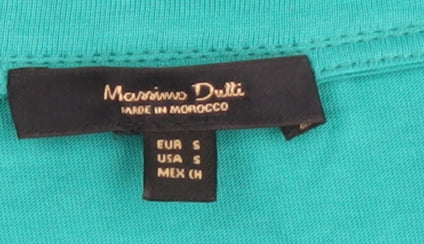 Massimo Dutti Women's Green Cotton T-Shirt - Size S