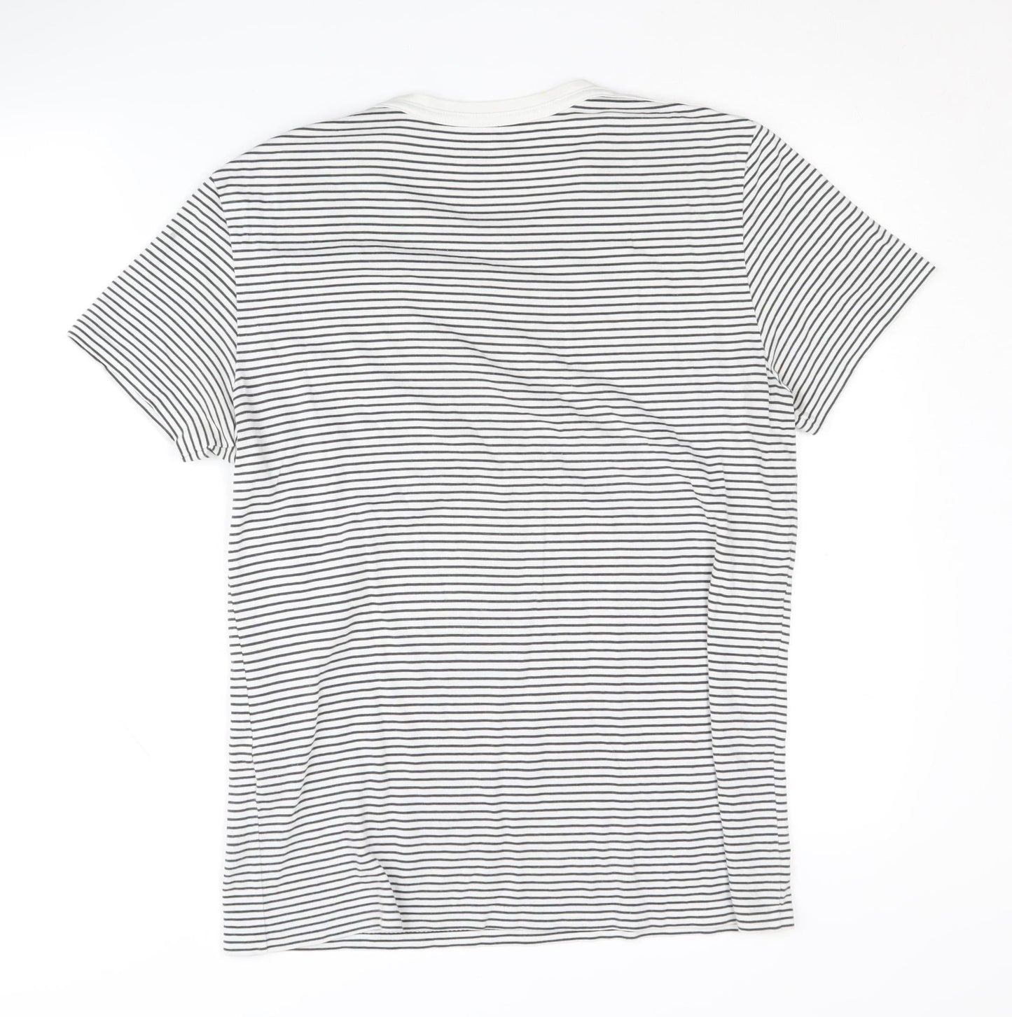 AllSaints Men's S Black White Striped Crew Neck T-Shirt