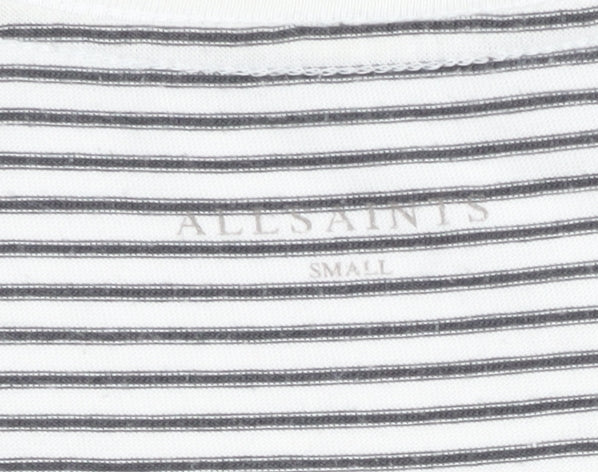 AllSaints Men's S Black White Striped Crew Neck T-Shirt