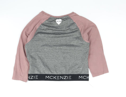 McKenzie Girls Grey 3/4 Sleeve T-Shirt 6-7 Years Sporty Style
