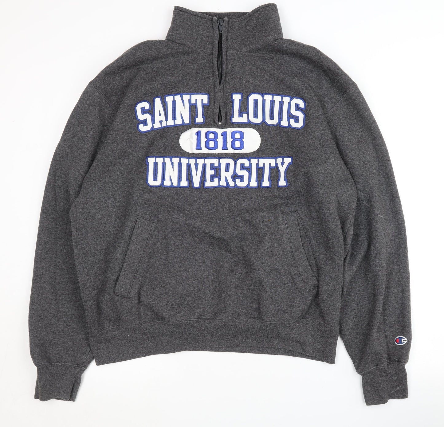 Champion Men's Grey University 1/4 Zip Sweatshirt L