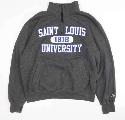 Mens UK L Regular Champion Grey 1/4 Zip Sweatshirt