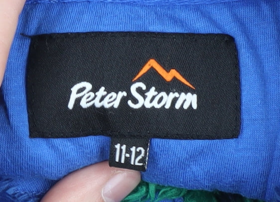 Additional view of Peter Storm boys’ blue green striped fleece sweatshirt 11-12 years