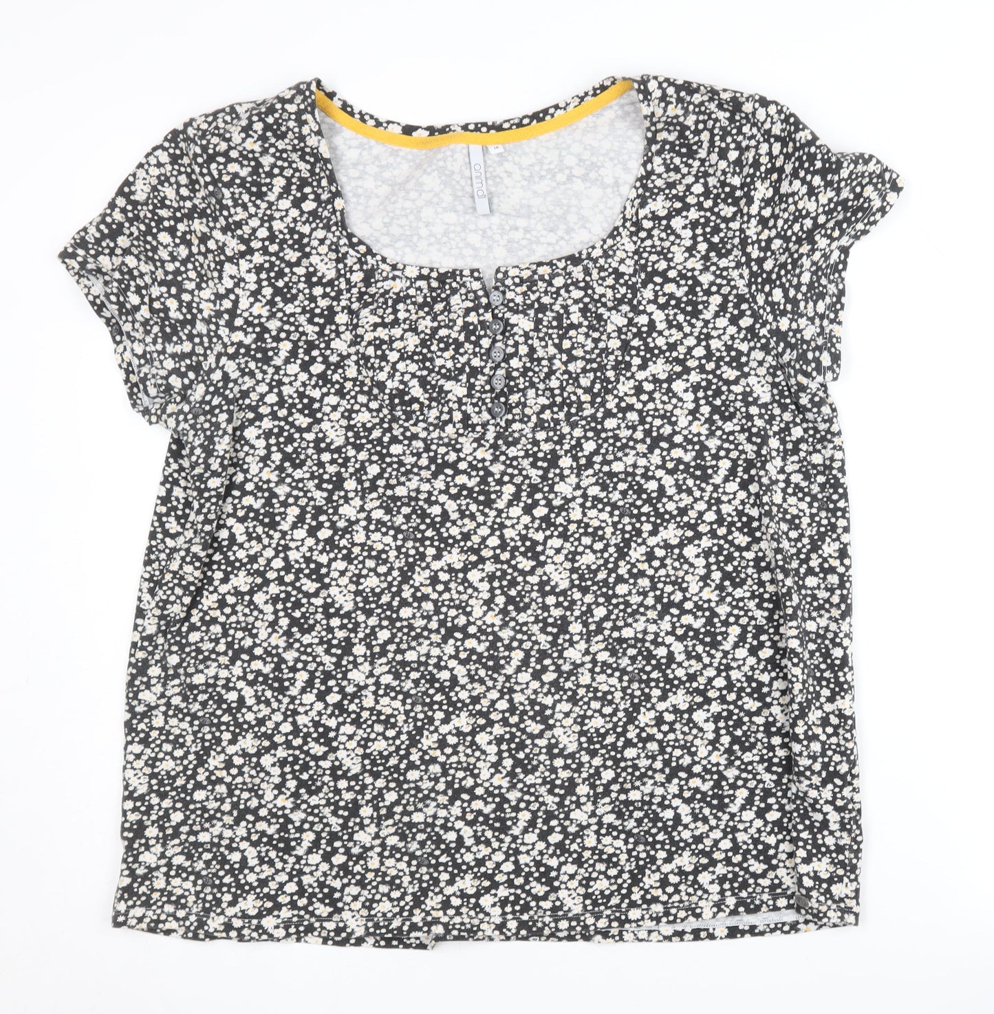 Animal Women's Black Floral T-Shirt Size 16