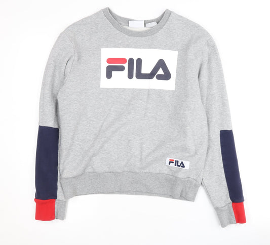 Fila Unisex Grey Logo Sweatshirt, Size S, Pullover