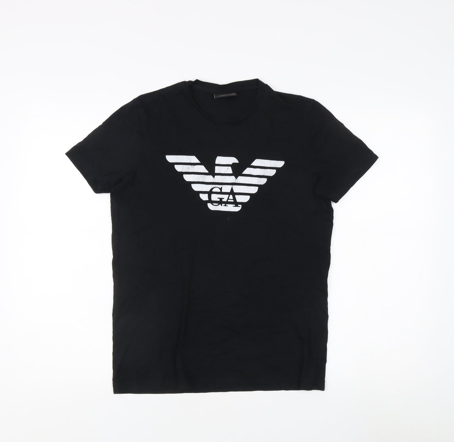 Emporio Armani Men's Black S Logo T-Shirt, Cotton, Short Sleeve