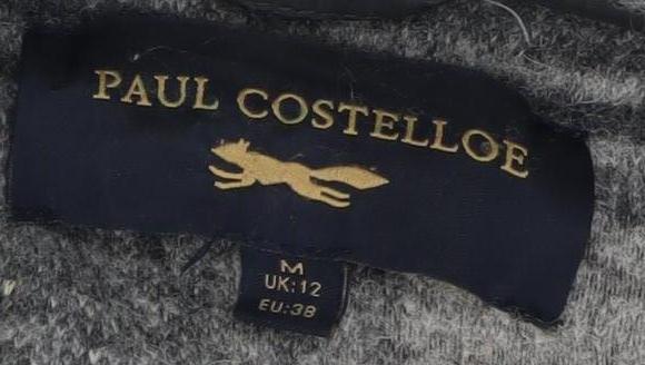 Paul Costelloe Women's Grey Plaid Wool Overcoat