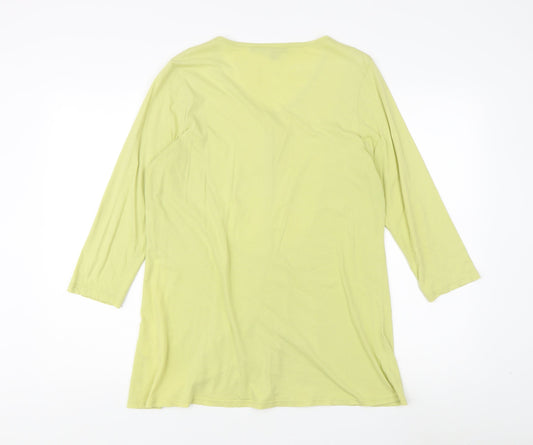 Boden Women's Yellow Button-Up, Size 16, 3/4 Sleeve V-Neck