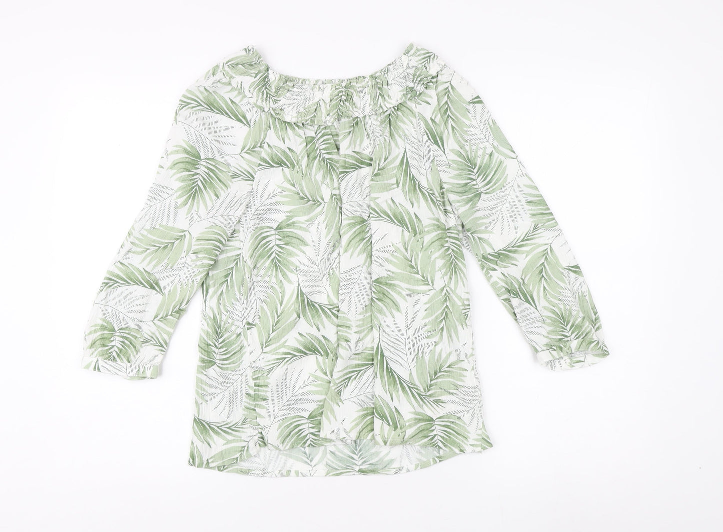 Fat Face Women's Green Floral Off-Shoulder Top Size 8