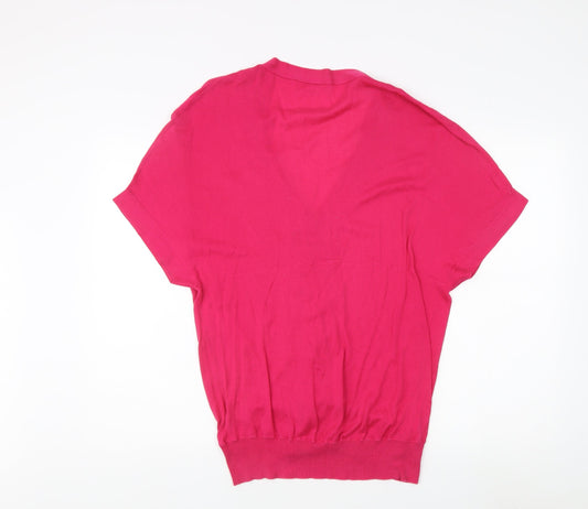 DKNY Jeans Women's Pink Button-Up Top Size M V-Neck