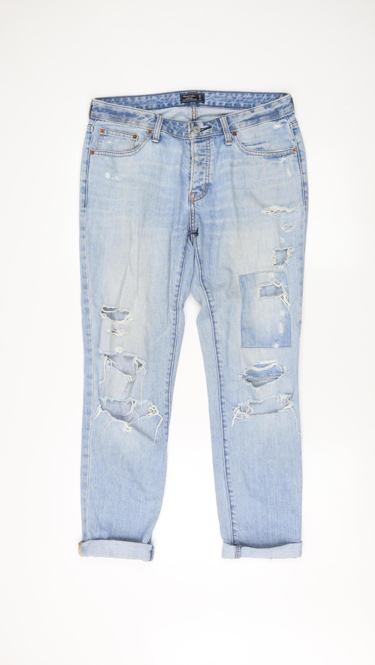 Abercrombie Women’s Blue Distressed Boyfriend Jeans