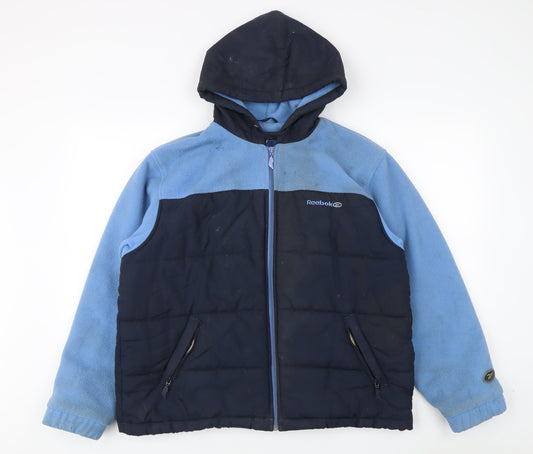 Reebok Women's Blue Puffer Jacket Size 12 Hooded Winter Coat