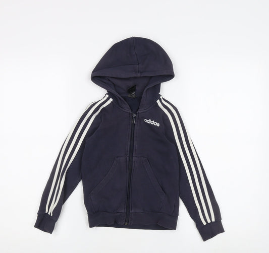 Adidas Boys Blue Full Zip Hoodie L Sportswear Casual
