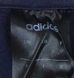 Close-up detail of Adidas boys’ blue full zip hoodie l sportswear casual