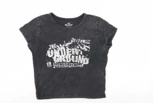 Hollister Men's Black Graphic Print T-Shirt, Size S