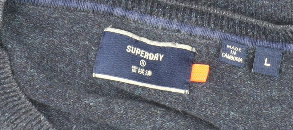 Superdry Men's Blue Crew Neck Pullover Jumper Size L