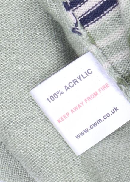 Brand and care label for Honor Millburn Women's Green Cardigan Medium Striped Knit