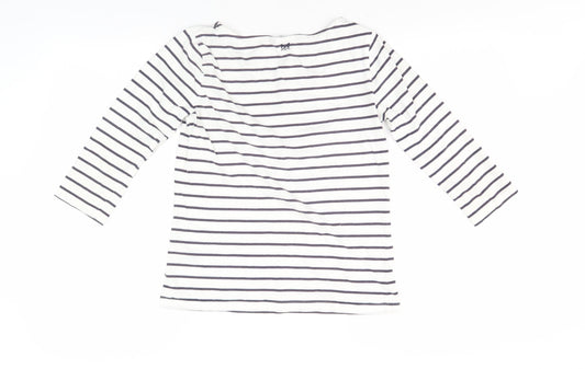 Crew Clothing Co Women’s White Striped Boat Neck Top