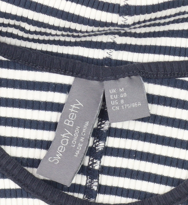 Sweaty Betty Women's Striped Tank Top, Black & White, M