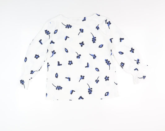 French Connection Women's White Floral Blouse, Size 8