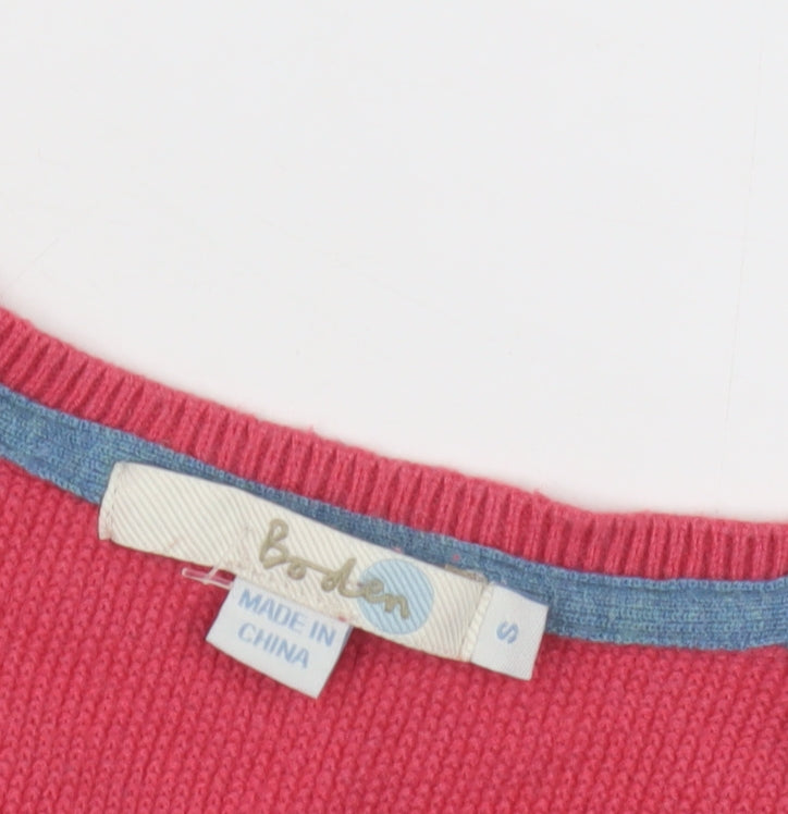 Boden Women's Pink V-Neck Pullover Jumper S