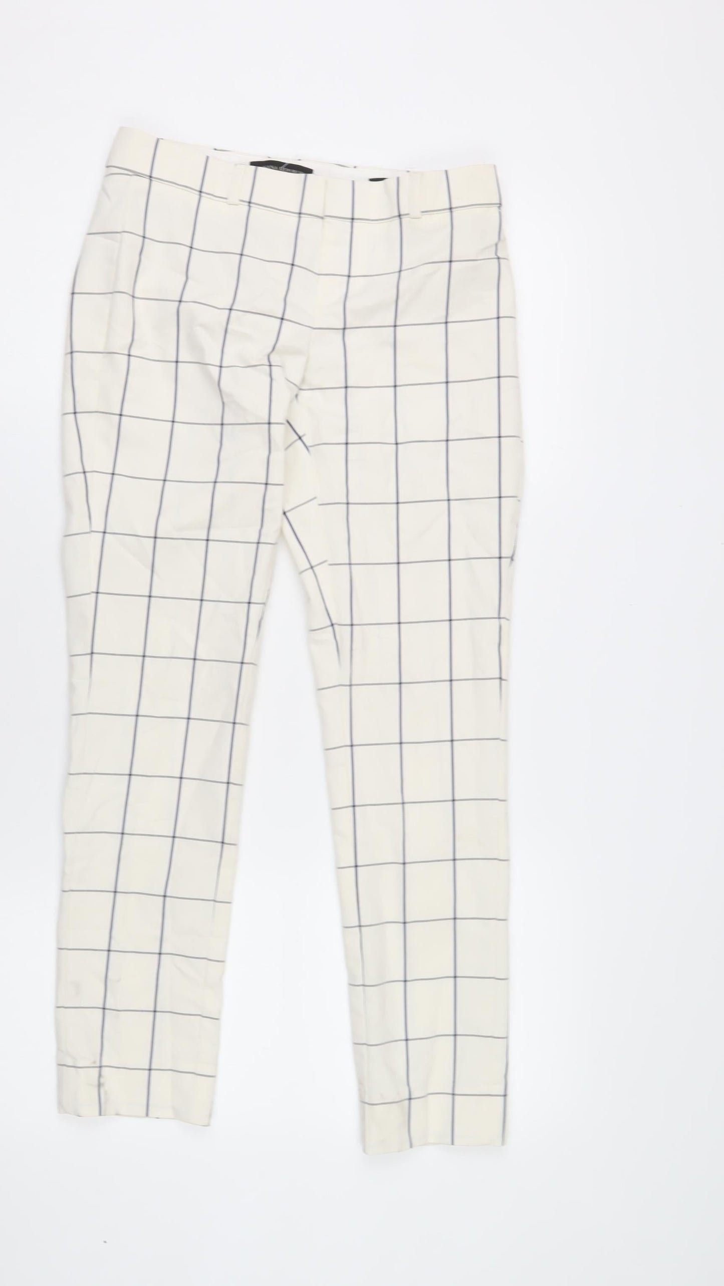 Banana Republic Women's White Check Trousers 2XS