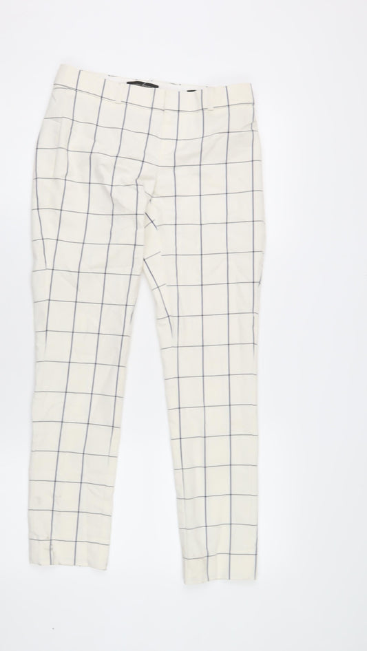 Banana Republic Women's White Check Trousers 2XS