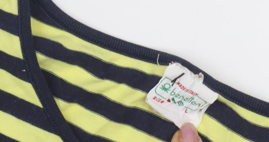Benetton Women's Multicoloured Striped T-Shirt L