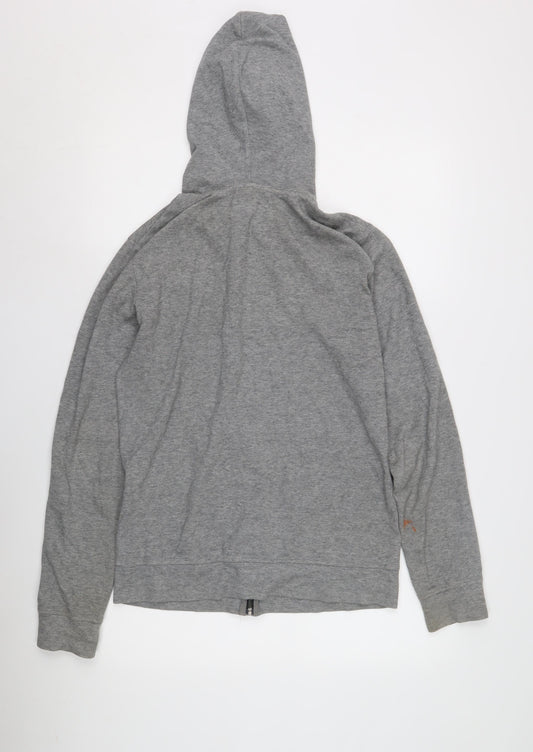 AllSaints Men's Grey Hoodie Small Zip Cotton Blend