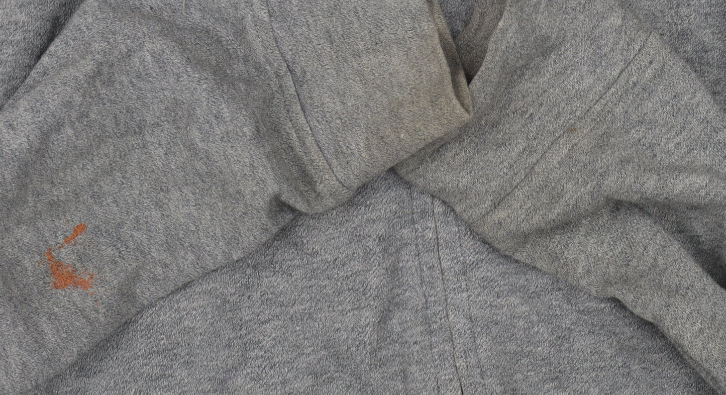 AllSaints Men's Grey Hoodie Small Zip Cotton Blend