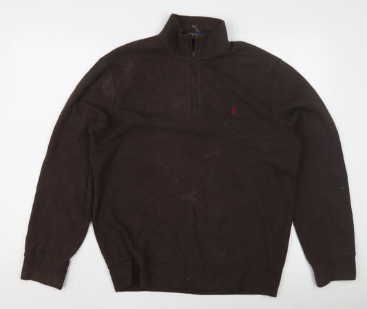 Polo Ralph Lauren Men's Brown 1/2 Zip Sweatshirt, Size S