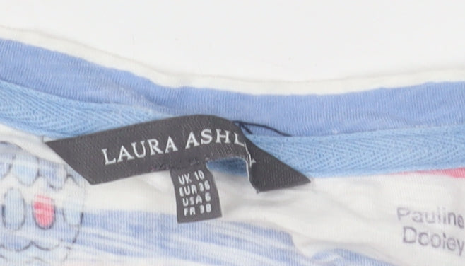 Laura Ashley Women's Multicoloured Striped T-Shirt Size 10