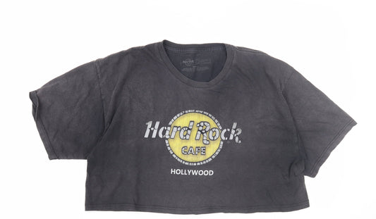 Hard Rock Cafe Black Cropped T-Shirt Unisex L