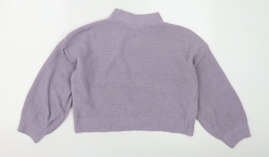 Hollister Women's Purple Mock Neck Jumper XS