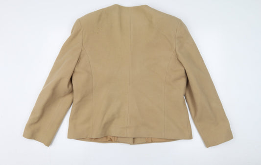 Armondi Women's Beige Wool Buttoned Jacket Size 16