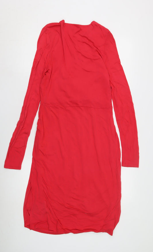 Boden Women's Red Wrap Dress, Size 10, Viscose Jersey