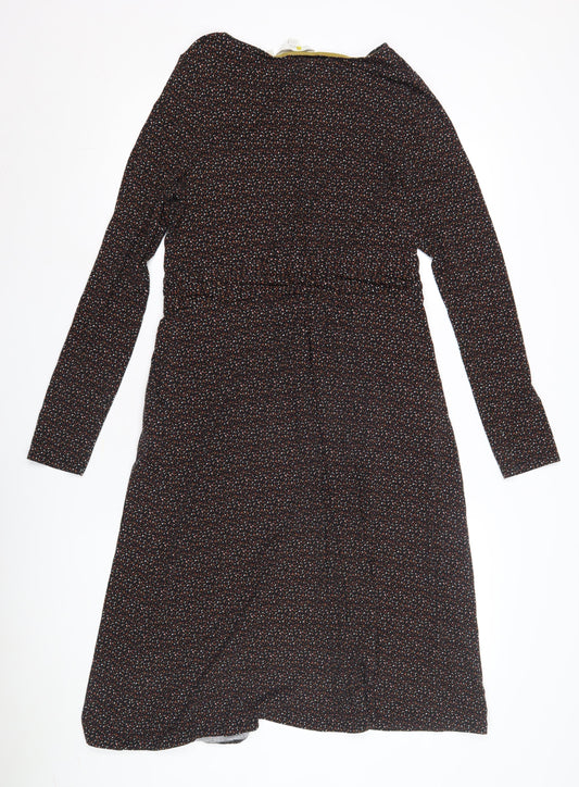 Boden Women's Black Midi Dress, Size 14, Long Sleeve, Elegant