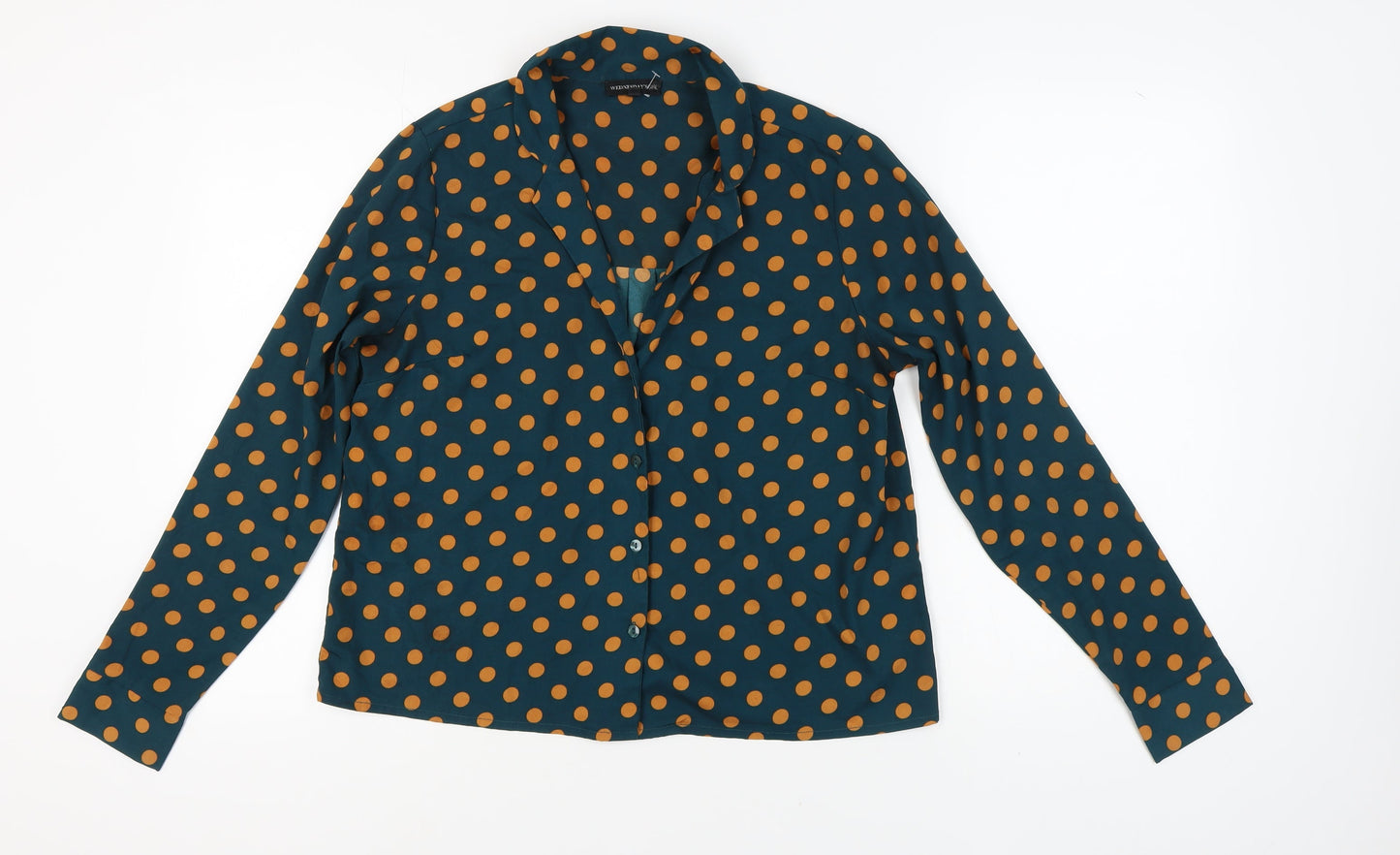 Wednesday's Girl Women's Blue Polka Dot Button-Up Shirt M