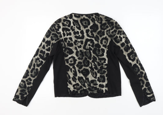 LATTE Women's Black Animal Print Jacket, Size L