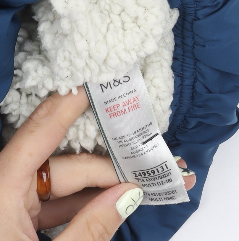 Brand and care label for Marks & Spencer boys’ multicoloured puffer jacket 12-18m